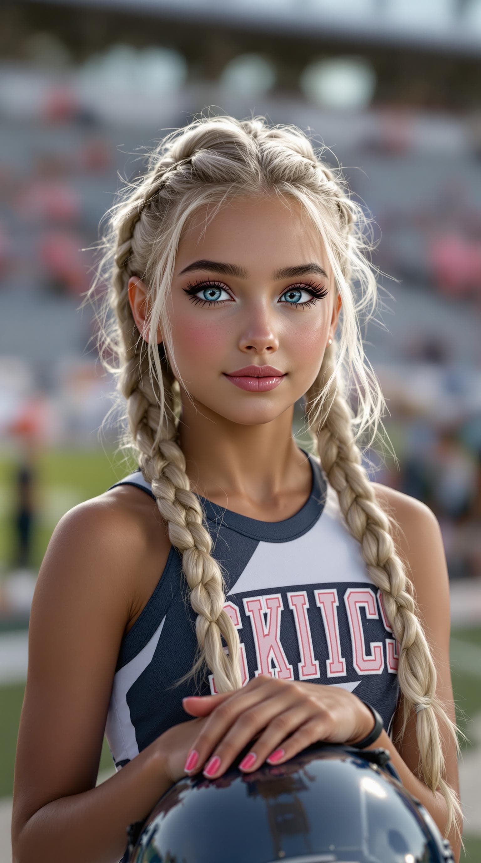 AI generated: a professional photo of a exceptionally beautiful 7rd grade girl in the world, in a highly detailed,...