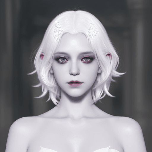 AI generated: DnD Changeling, good looking, fey like appearence, pale figure, white empty eyes, white hair