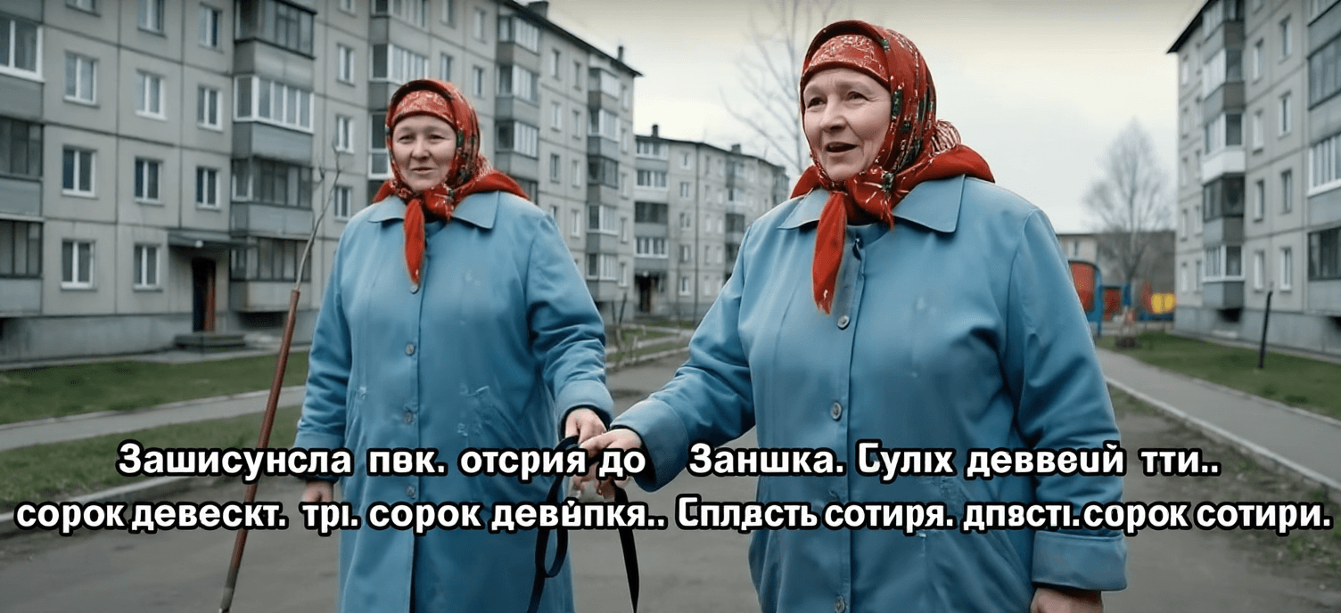 AI generated: Create a short animated video using Grok 3 featuring an elderly woman with a red headscarf and blue ...
