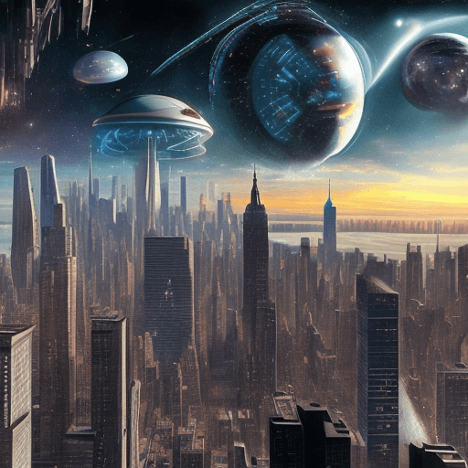 AI generated: new york sci fi yuniverse 
 in the future


