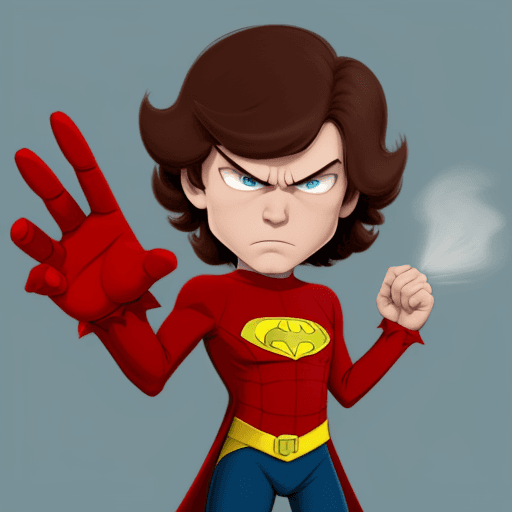 AI generated: Angry Javier Milei superhero. in the Disney Cartoon Character 