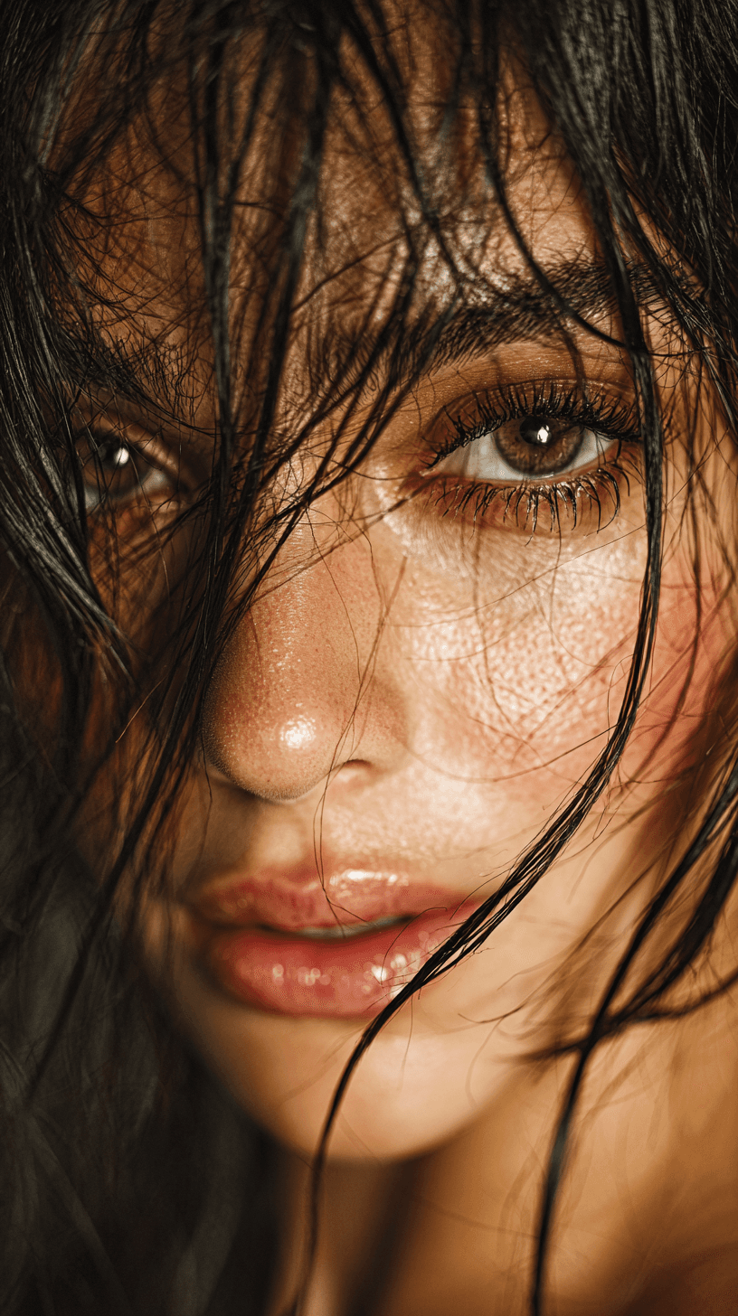 AI generated: Modern and vibrant Editorial photoshoot of a size zero latin girl. Hyper-realistic, big eyelashes, w...