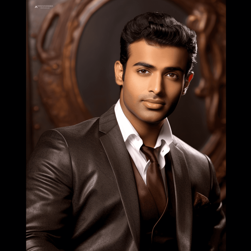 AI generated: Create a stunning and captivating digital portrait of a distinguished Indian brown gentleman 23 year...