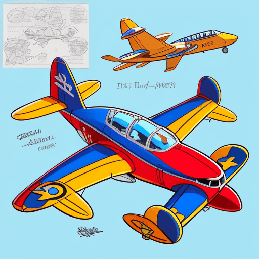 AI generated: character design of acartoon airplane in style of Disney ultra detailed colourful sketch drawing aer...
