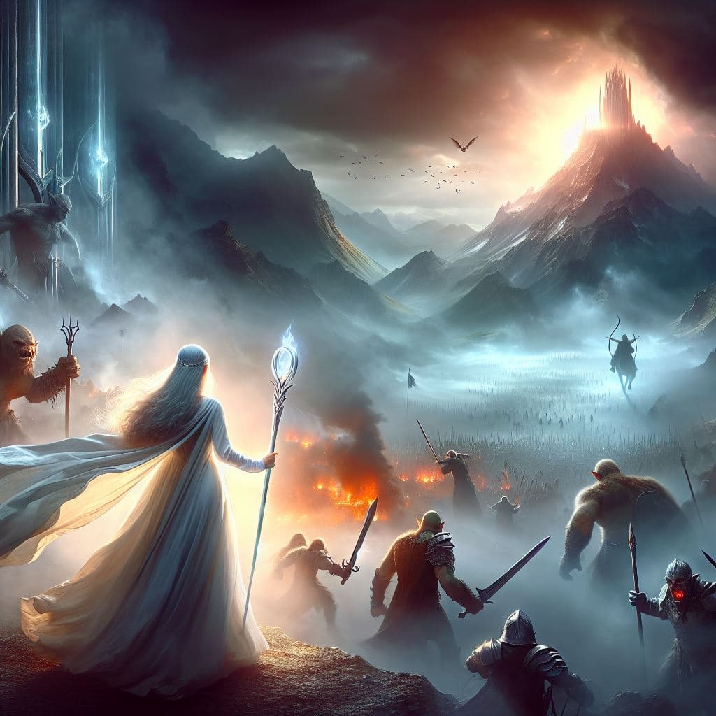 AI generated: Mordor, Mount Doom, Lord of the Rings, photorealism, shiny, glow, misty, cinematic, dynamic lights, ...