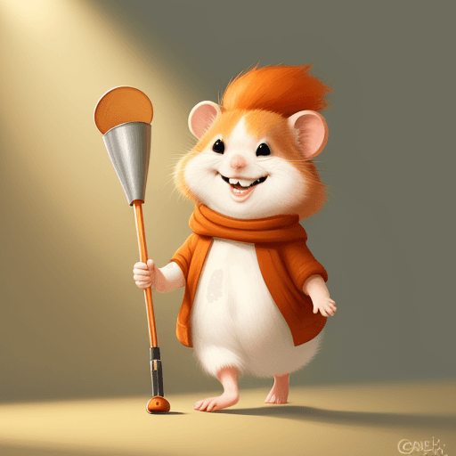 AI generated: ginger hamster on crutches with a leg in a cast. it is smiling and waving.
warm lighting, happy mood...