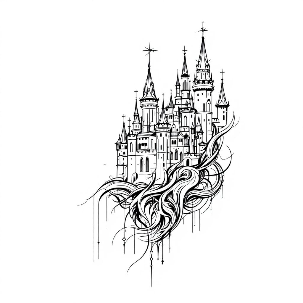 AI generated: hyper minimalist line art drawing of neo tribal sketch tattoo, soft white background with a tribal l...