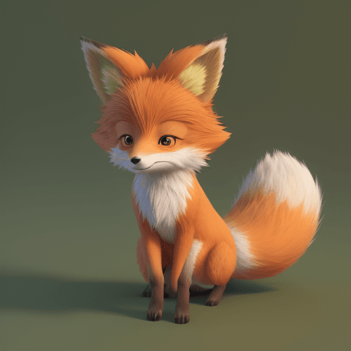AI generated: Pose of an anime shy fox cub, orange fluffy tail and cautious, by Production I.G, earthy color, 3ds ...