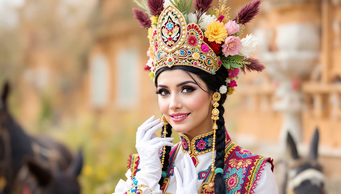 AI generated: Woman in Kazakh national costume