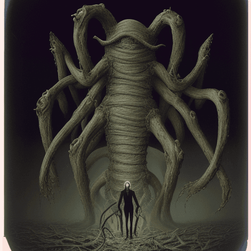 AI generated: vhs found footage of eldritch abomination emerging from human body