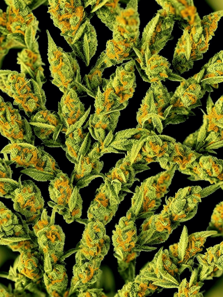 AI generated: A 8mm photography of a highly detailed cannabis plant, close take, sativa, day time, macro, focus, p...