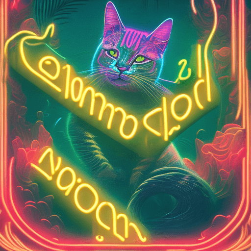 AI generated: "neon images of a neon lit sign with the text 'VDM' and a neon lit cat symbol with amazing high deta...