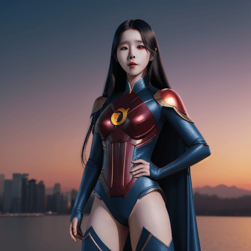 AI generated: Heejin from Loona kpop, Superhero marvel style,  standing proudly in pose, humanoid, fairy styled, s...