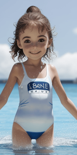 AI generated: petite fille nageuse maillot de bain