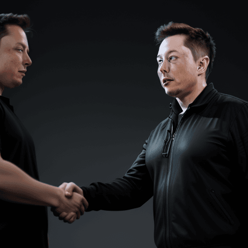 AI generated: Ultra Realistic Solid shaking hands with Elon Musk, super detail, ultra hd, 8k, real life, maximum f...