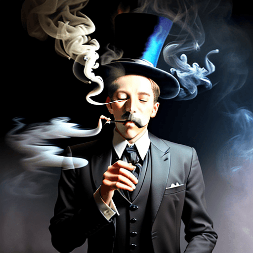 AI generated: Magician showing that something has disappeared in a puff of smoke
