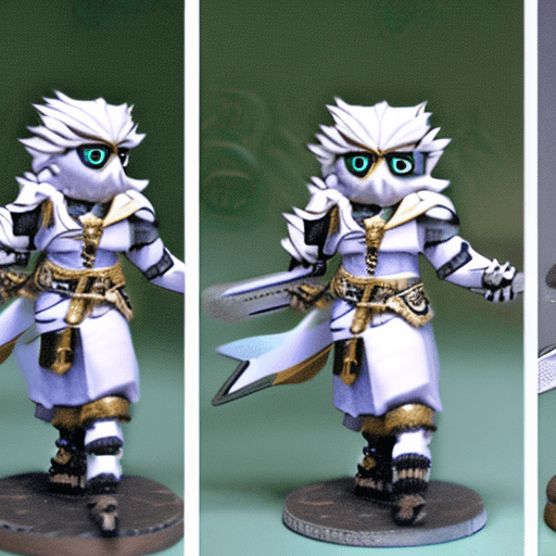 AI generated: humanoid snowy owl paladin, chibi, sword, female
