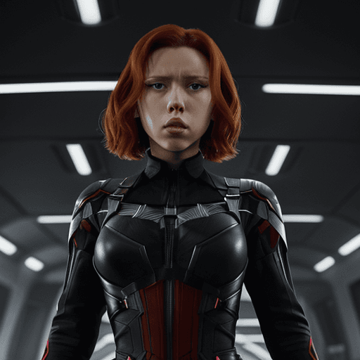 AI generated: Photo ultrarealistica of black widow of universe of Mrvel