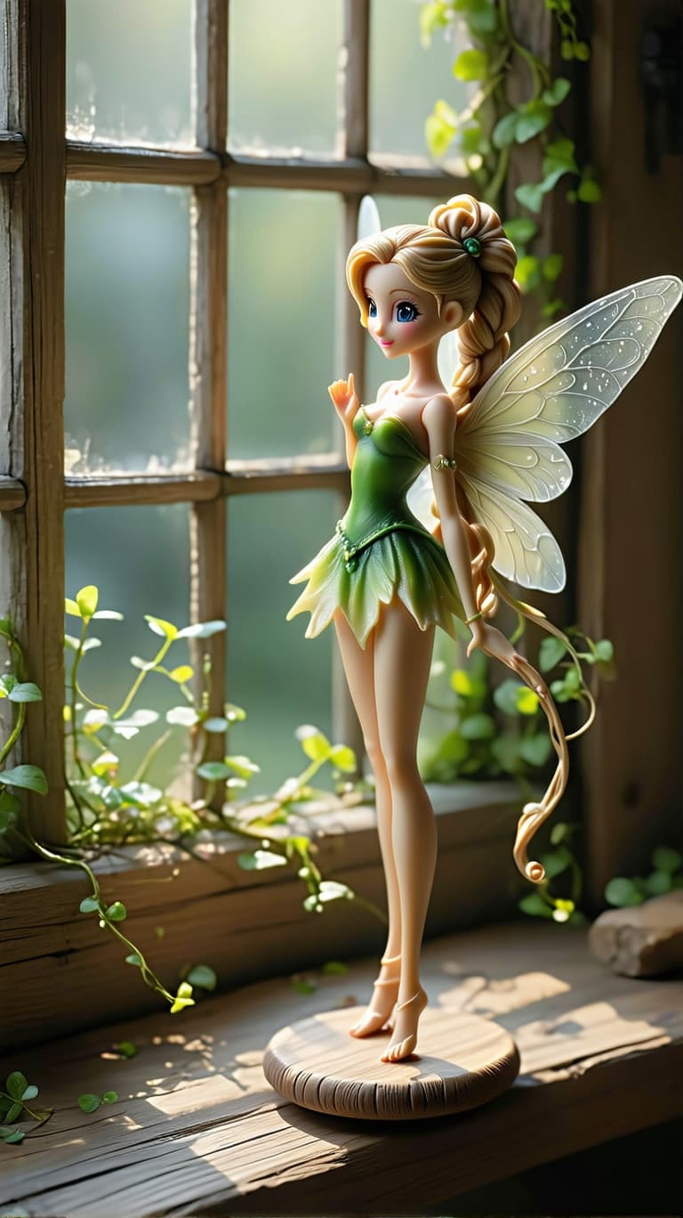 AI generated: a professional photo of a exceptionally beautiful porcelain girl figurine (16 inch figurine), (young...