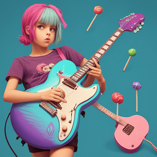 AI generated: Guitar and lollypops melting