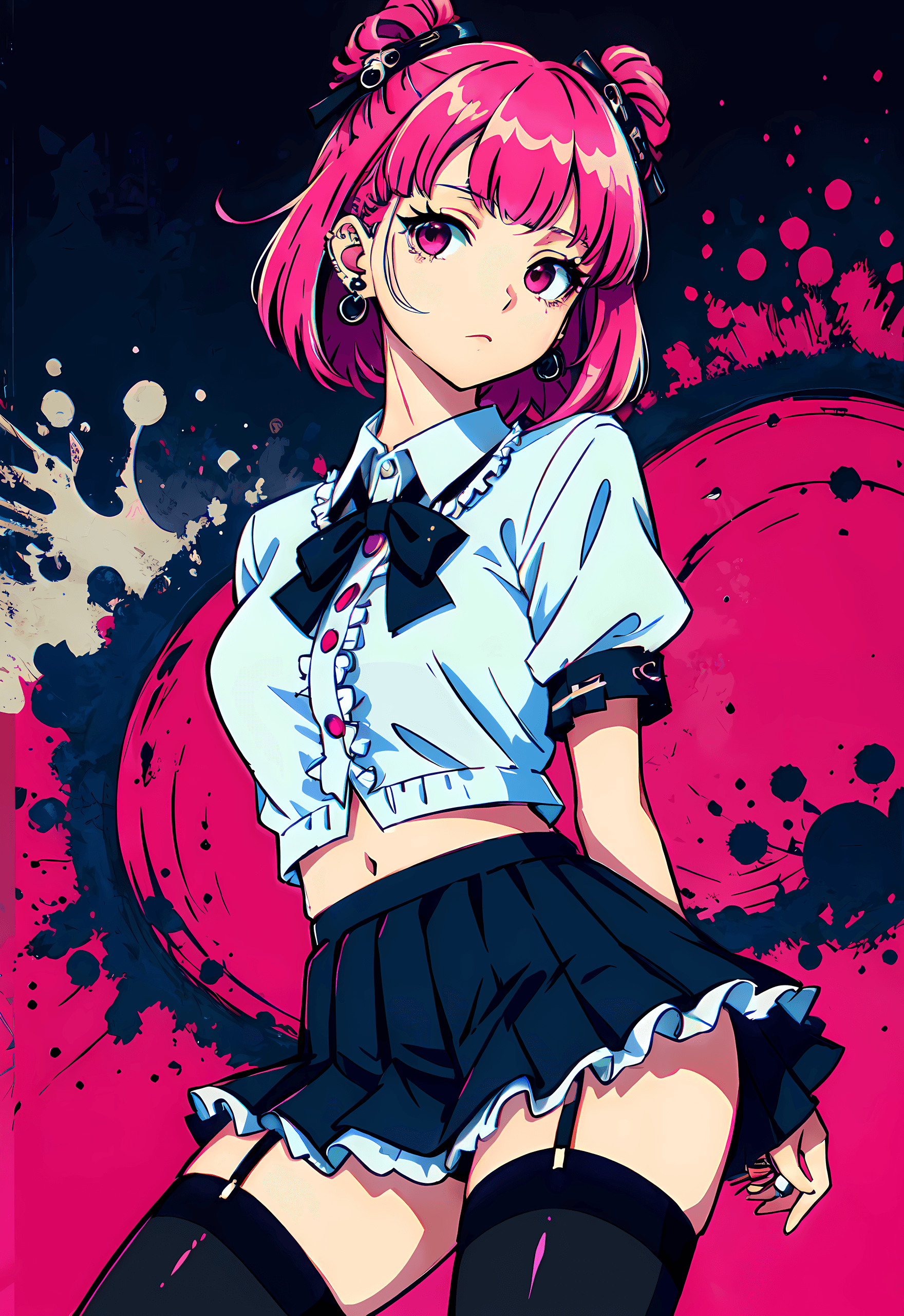 AI generated: (Masterpiece, Award winning , Best Quality:1.2), art by Shintaro Kago, solo, menhera, Yamikawa Punk,...