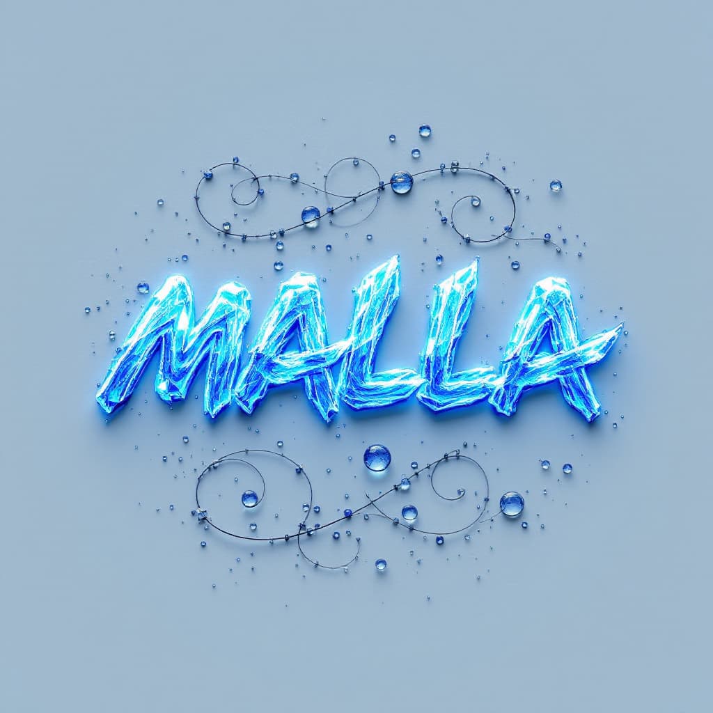 AI generated: escribir la palabra 1 MALLA  bioluminiscente color azul en letra mayuscula modo estetico tranquilo m...
