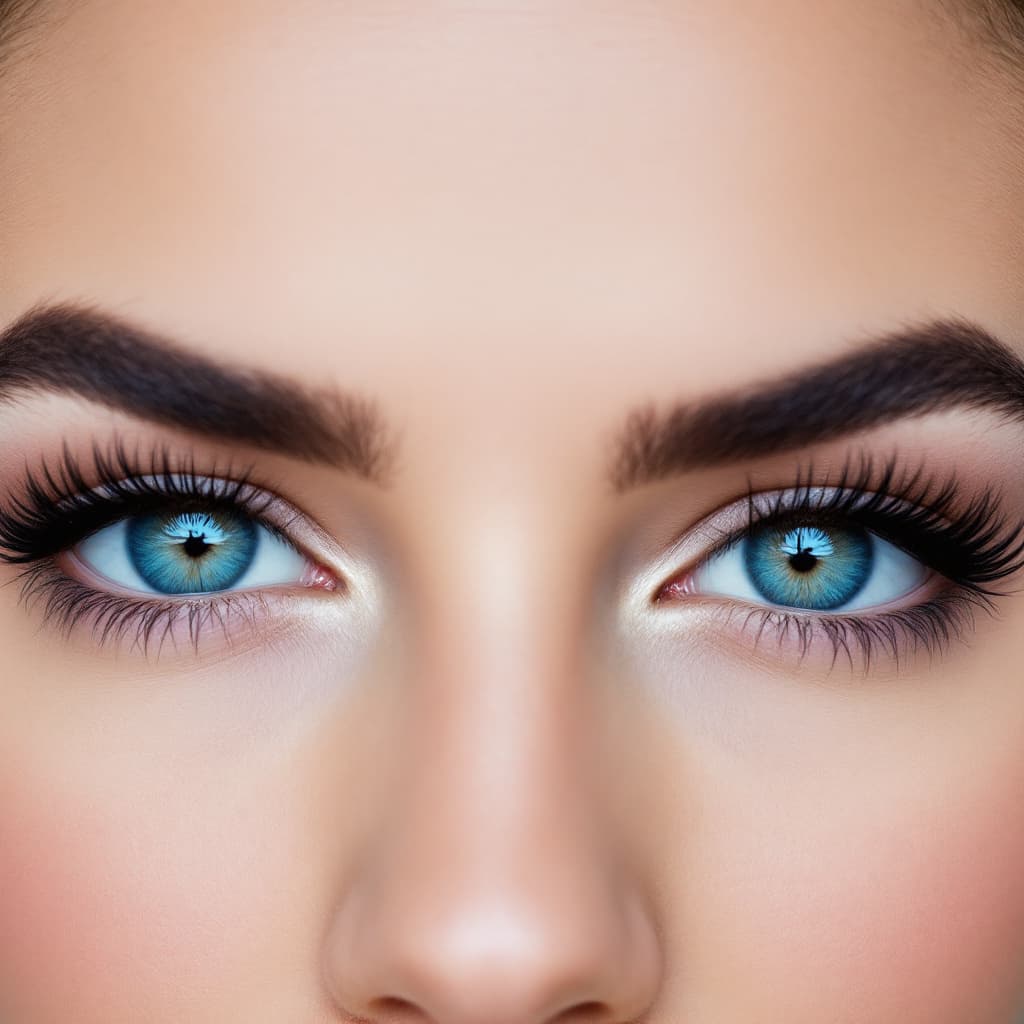 AI generated: The image features a close-up of a person's face, focusing on their striking eyes. The eyes have a v...