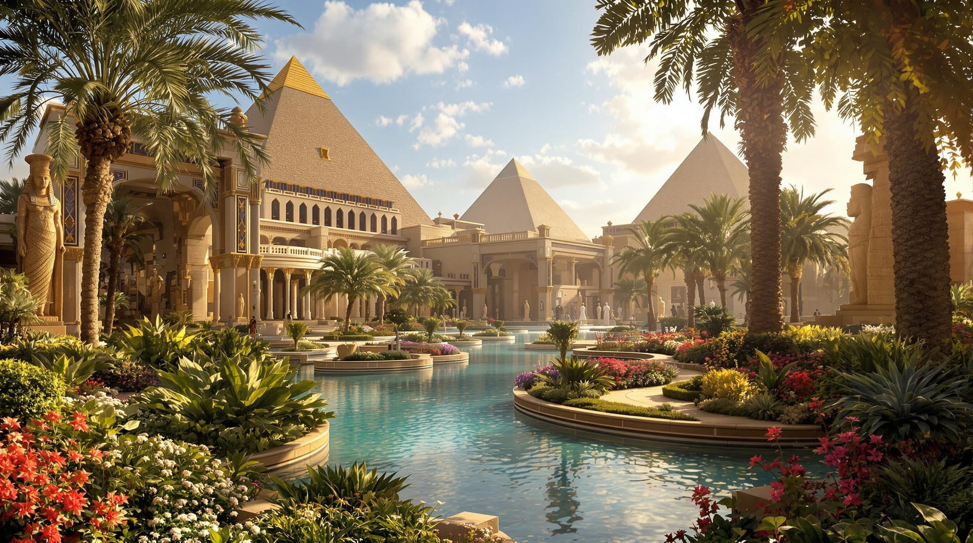AI generated: a photorealistic picture of a perfect sunny day (ancient Egypt year 300BC) a overview picture of the...