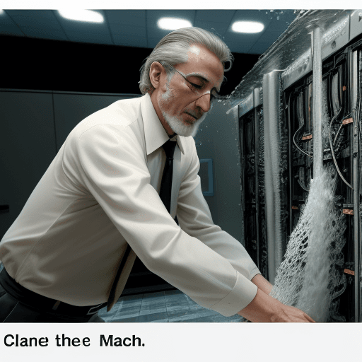 AI generated: clear the cache man washes the server

