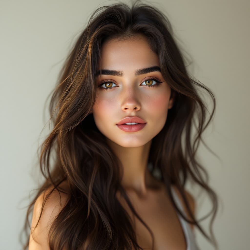 AI generated: A highly photorealistic portrait of a 21-year-old Azerbaijani-Asian woman named Madeleine Rochelle. ...
