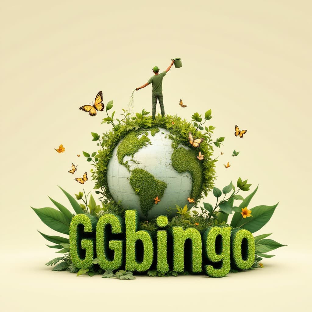 AI generated: An incredible 3D illustration of depicting a gardener standing on a massive globe, watering. The glo...