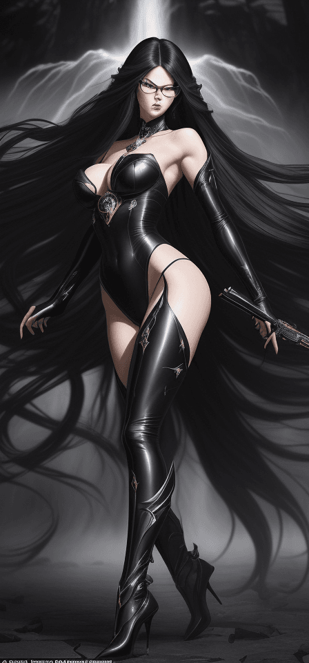 AI generated: A strikingly attractive image of the iconic character Bayonetta, every inch endorsing beauty and pow...