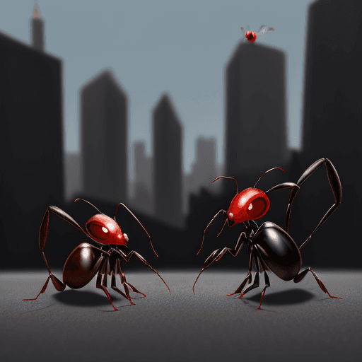 AI generated: "Create an animated scene with a dialogue between a red ant and a black ant. The characters are Red ...