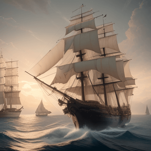 AI generated: Photo of a ultra realistic sailing ship, dramatic light, pale sunrise, cinematic lighting, battered,...