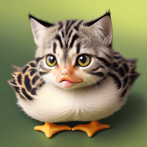 AI generated: a baby duck on a cat head