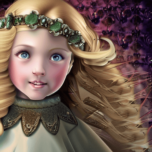 AI generated: full length, full frame, sharp focus, little girl blondie, green eyes, very beautiful girl, with rin...