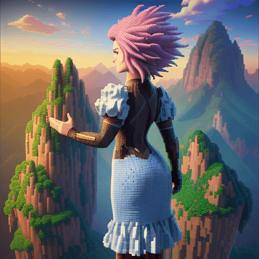 AI generated: more like pixel art. high pixeleted picture,2d pixel art, more like pixel art, bolnd hair girl facei...