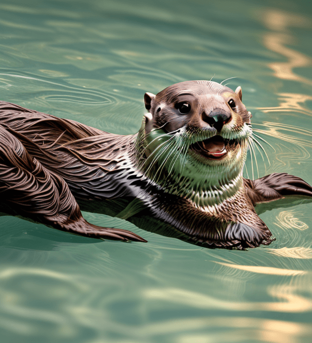 AI generated: create a real picture of an otter swimming in a river