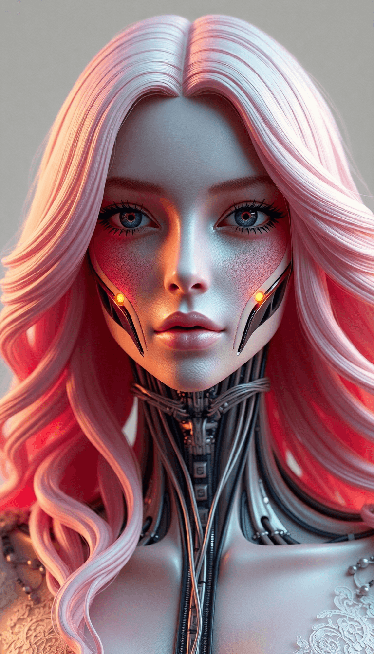 AI generated: Character Sheet, Long wavy,light pink hair,complex 3d render ultra detailed of a beautiful porcelain...