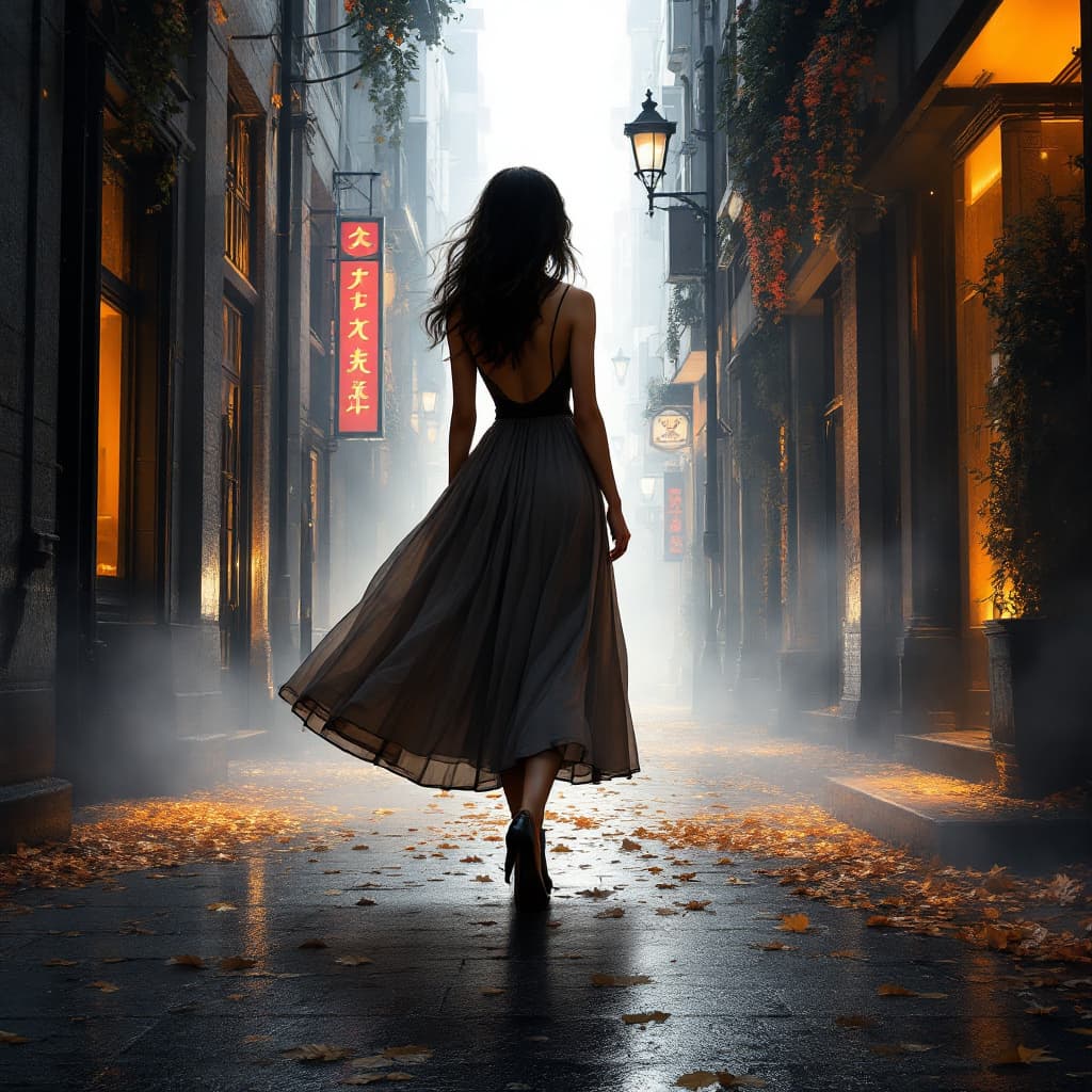 AI generated: generate from female perspective, long pretty legs, wide skirt, 