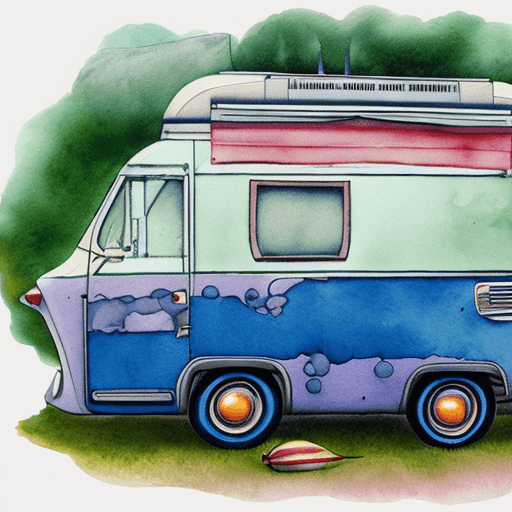AI generated: Whimsical Retro camper, watercolor illustration 