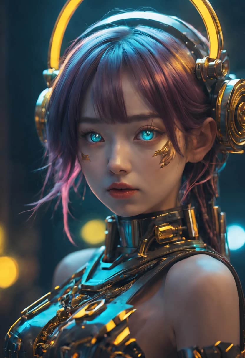 AI generated: Detailed Ghotic Medieval portrait of cyberpunk style , futuristic (neon :1.1)reflective wear, sci-fi...