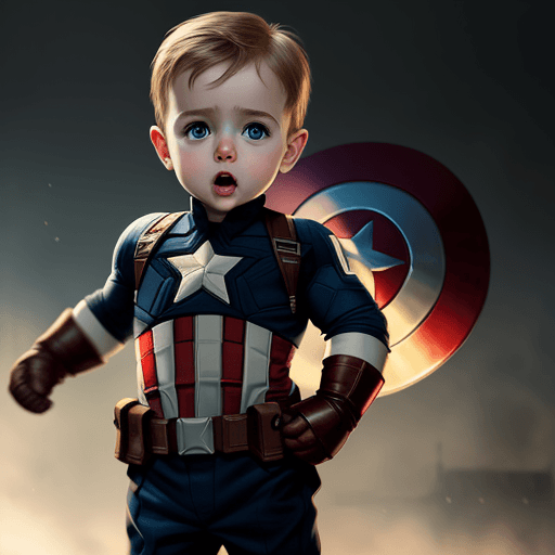 AI generated: baby captain america, realistic, cinematic