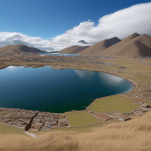 AI generated: crear  imagen del lago titicaca ubicado en el perú

