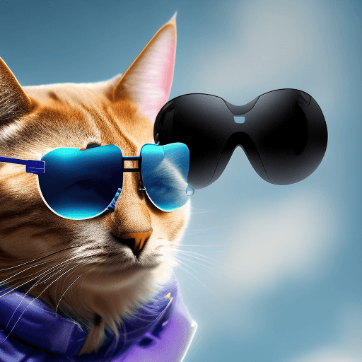 AI generated: High resolution Male Cat with Azure Puffer Jacket and Black Sunglasses