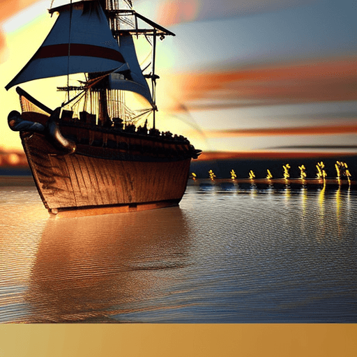 AI generated: Photo of a ultra realistic sailing ship, dramatic light, pale sunrise, cinematic lighting, battered,...