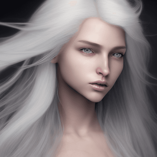 AI generated: photorealistic photo of a handsome young female wizard, white hair flowing in the wind, long white h...