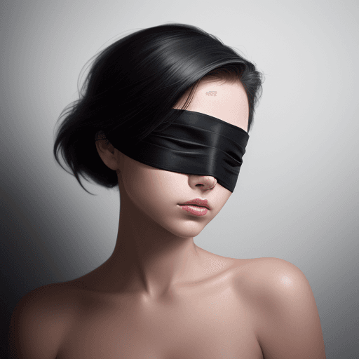 AI generated: a fine art cinematic photography portrait of a women, blindfolded with a brushstroke, face straight ...