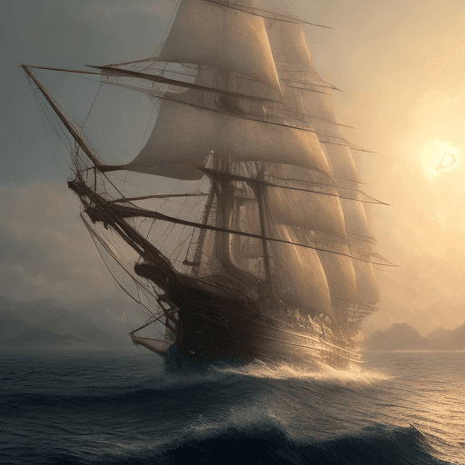 AI generated: Photo of a ultra realistic sailing ship, dramatic light, pale sunrise, cinematic lighting, battered,...