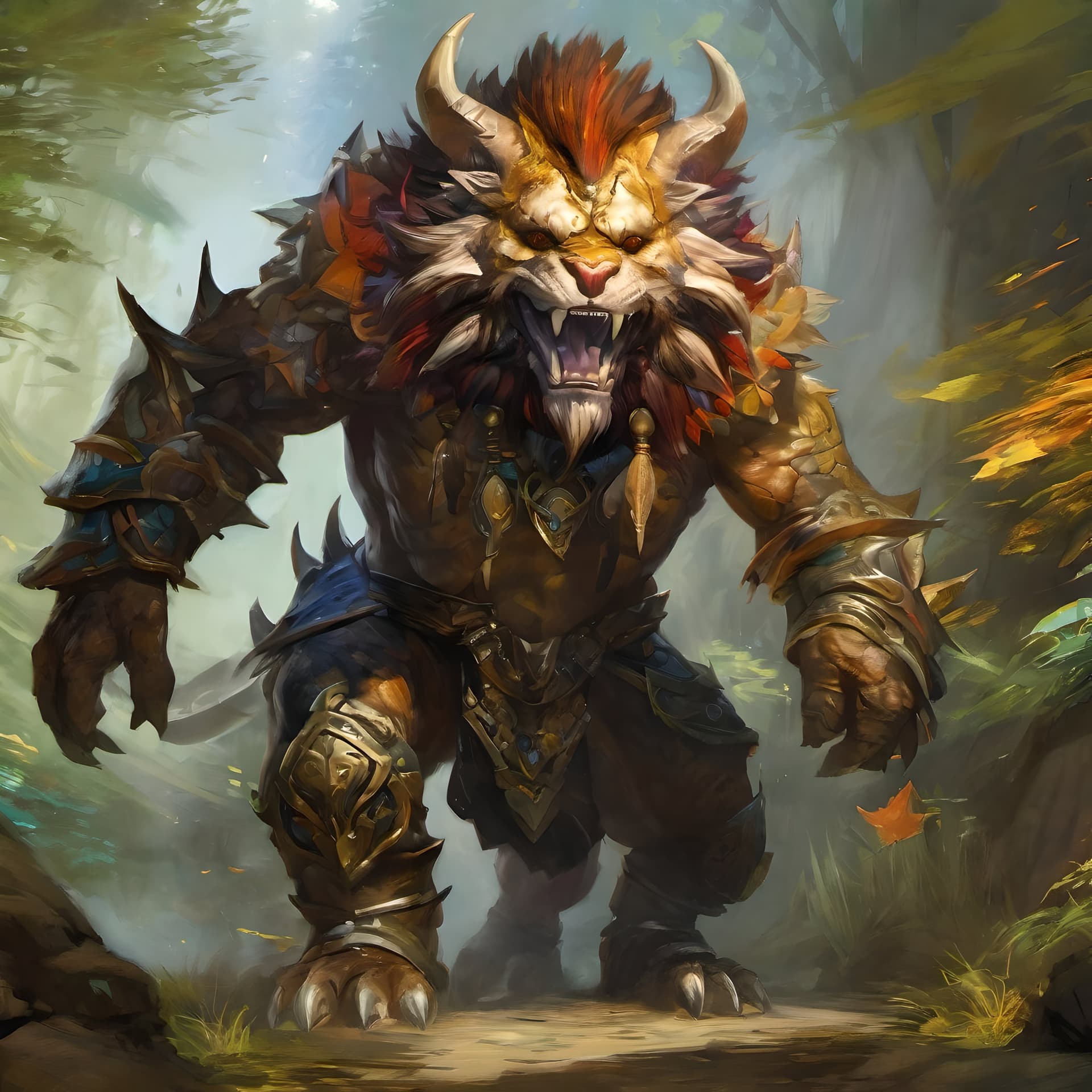 AI generated: A Charr from Guild Wars 2, anatomically correct, UHD, highly detailed, raytracing, vibrant, beautifu...